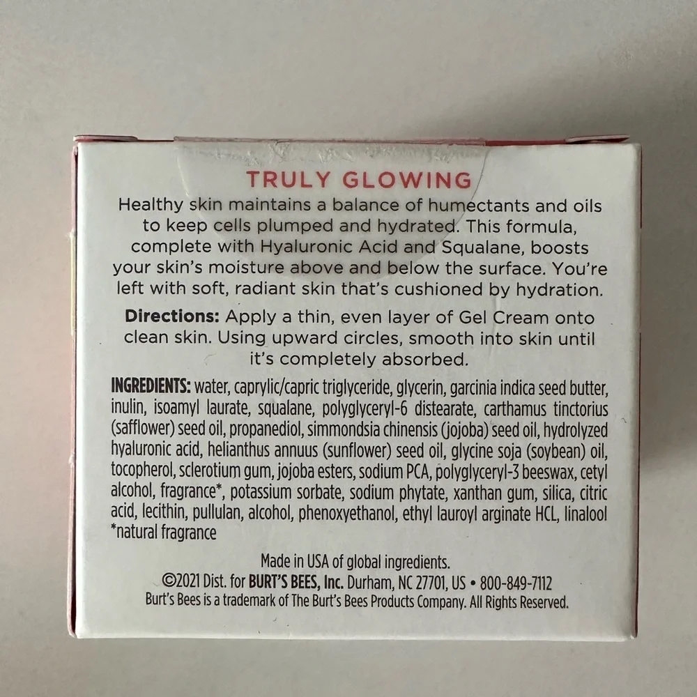Burt's Bees Hydrating Gel Cream w/ Hyaluronic Acid + Squalane, 1.8 oz NEW